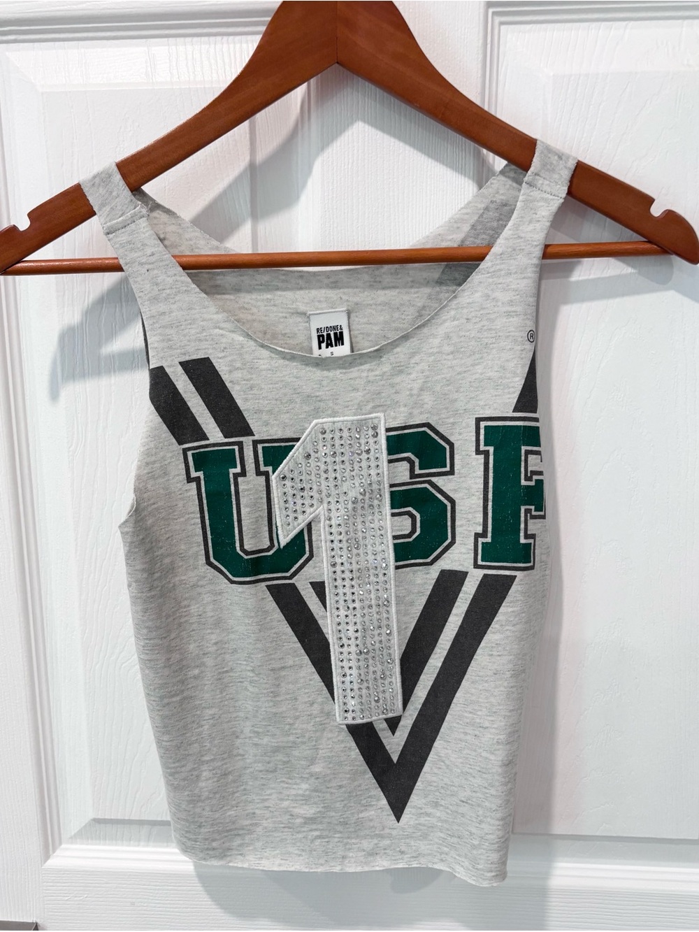 Re/Done Grey USF Tank Top with Green & Black USF Graphic size Small NWT